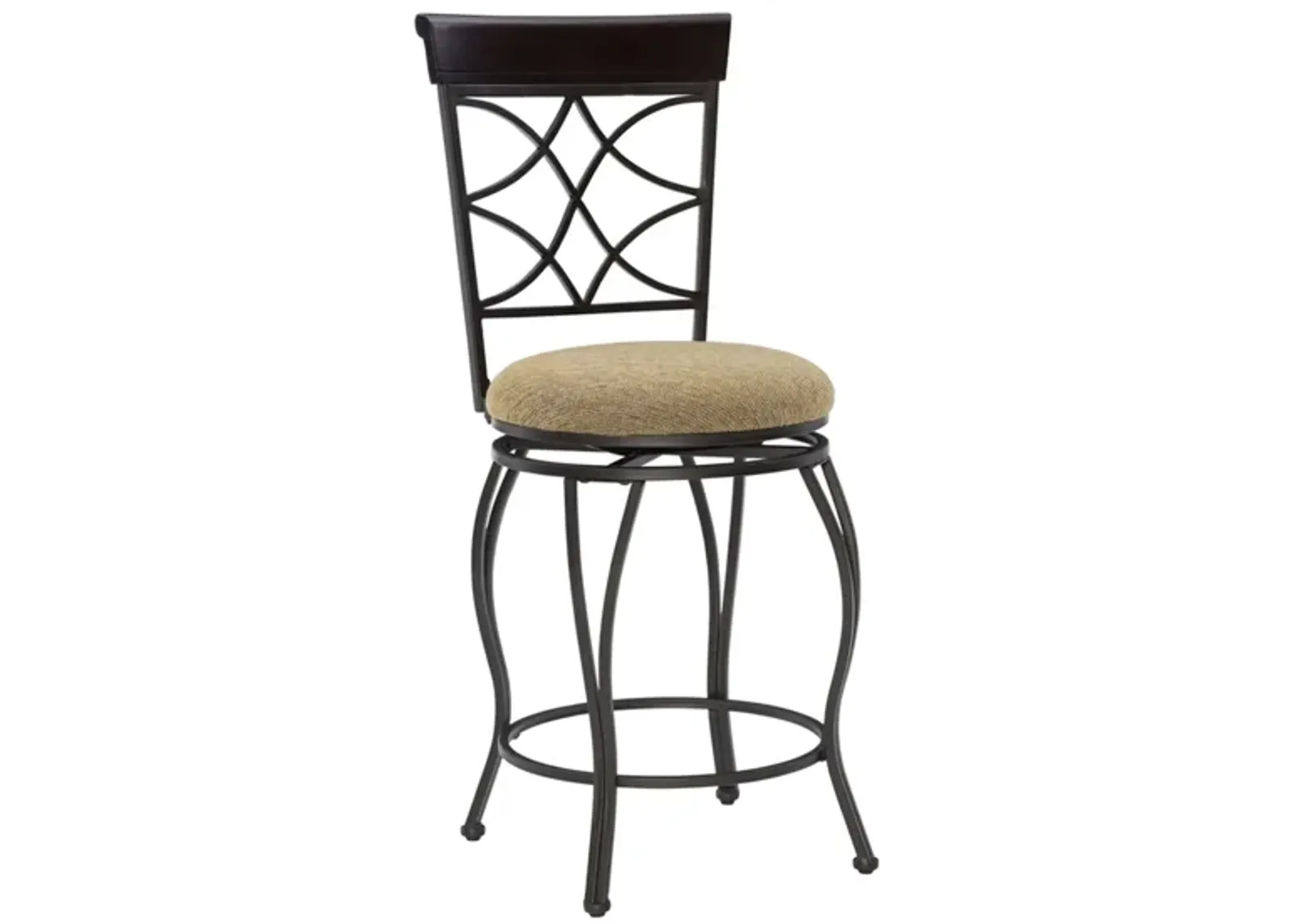 Curves Counter-Height Stool in Metallic Brown & Brown Wood by Linon Home Decor