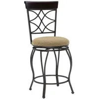 Curves Counter-Height Stool in Metallic Brown & Brown Wood by Linon Home Decor