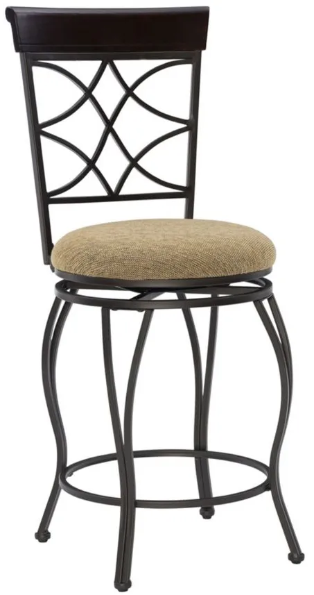 Curves Counter-Height Stool in Metallic Brown & Brown Wood by Linon Home Decor