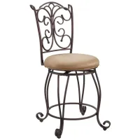 Gathered Counter-Height Stool in Brown by Linon Home Decor