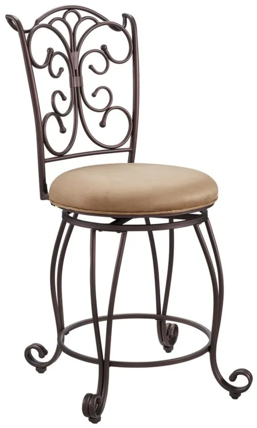 Gathered Counter-Height Stool in Brown by Linon Home Decor