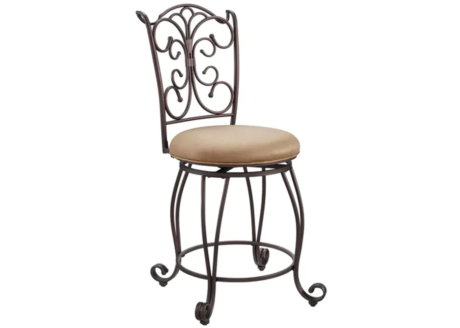 Gathered Counter-Height Stool in Brown by Linon Home Decor