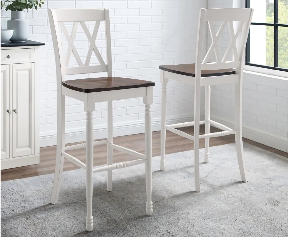 Shelby Bar Stool - Set of 2 in Distressed White by Crosley Brands