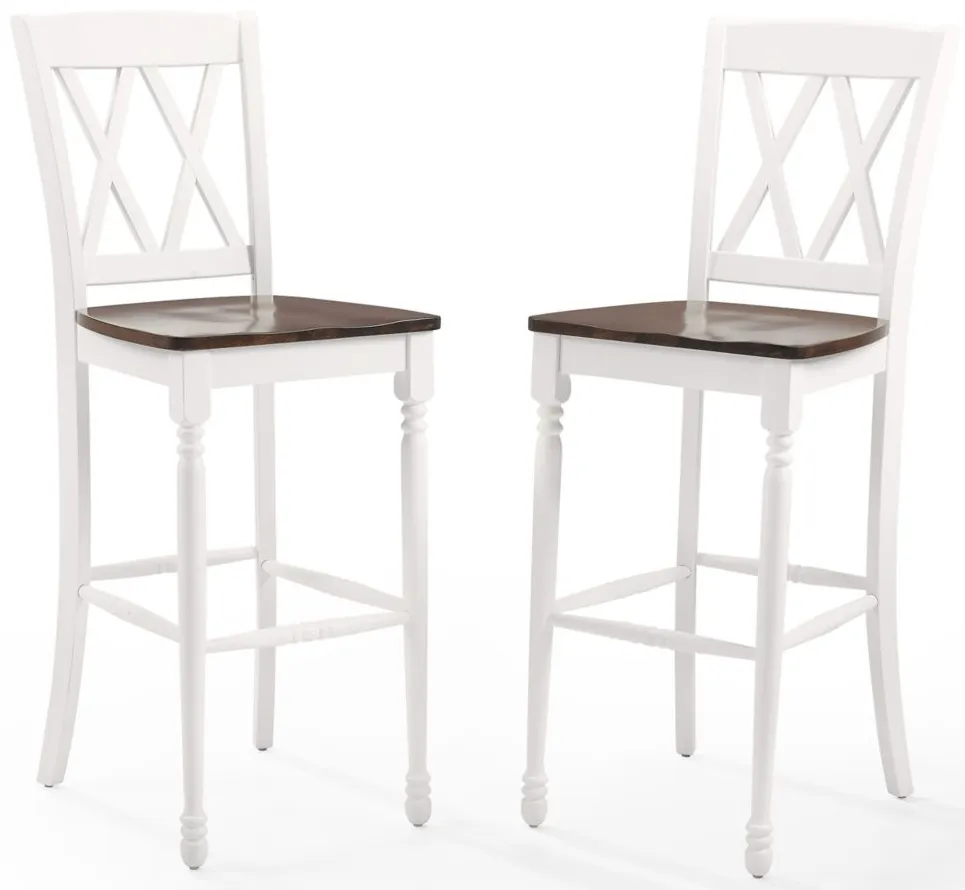 Shelby Bar Stool - Set of 2 in Distressed White by Crosley Brands
