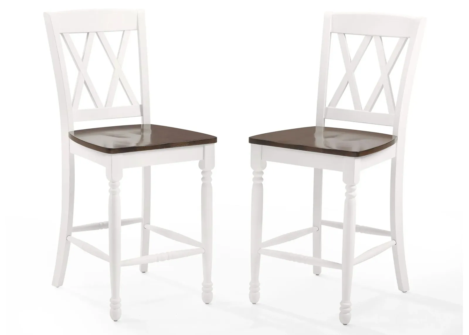 Shelby Counter Stool - Set of 2 in Distressed White by Crosley Brands