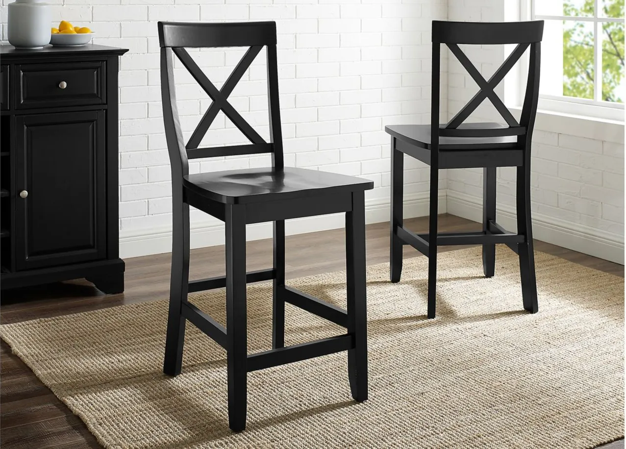 X-Back Counter Stool - Set of 2 in Black by Crosley Brands