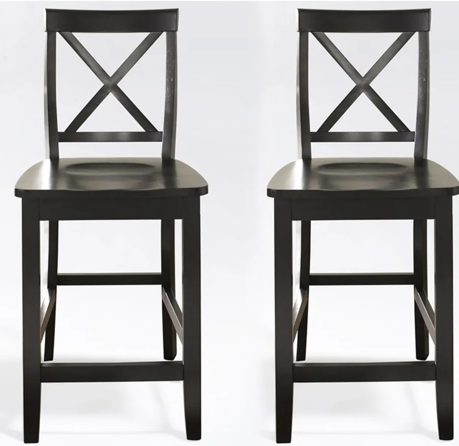 X-Back Counter Stool - Set of 2 in Black by Crosley Brands