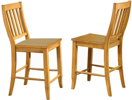 School House 24" Barstool Set of 2 in Distressed Light Oak by Sunset Trading