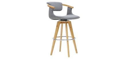 Darwin Fabric Bamboo Counter Stool in Stokes Gray/Natural by New Pacific Direct