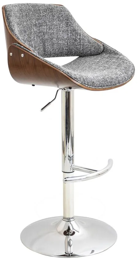 Fabrizzi Adjustable-Height Swivel Bar Stool in Gray / Walnut / Chrome by Lumisource