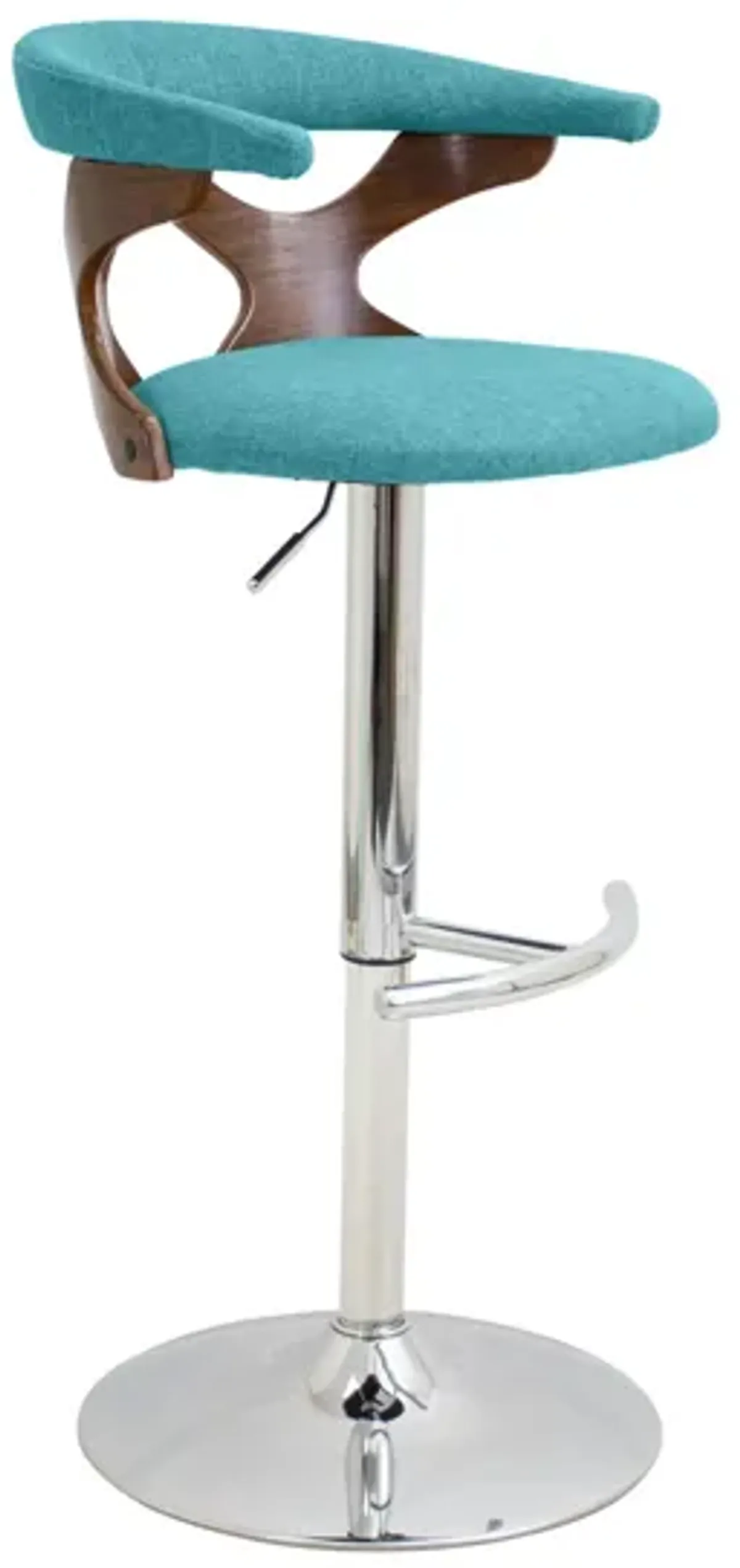 Gardenia Adjustable-Height Swivel Bar Stool in Blue / Chrome / Walnut by Lumisource