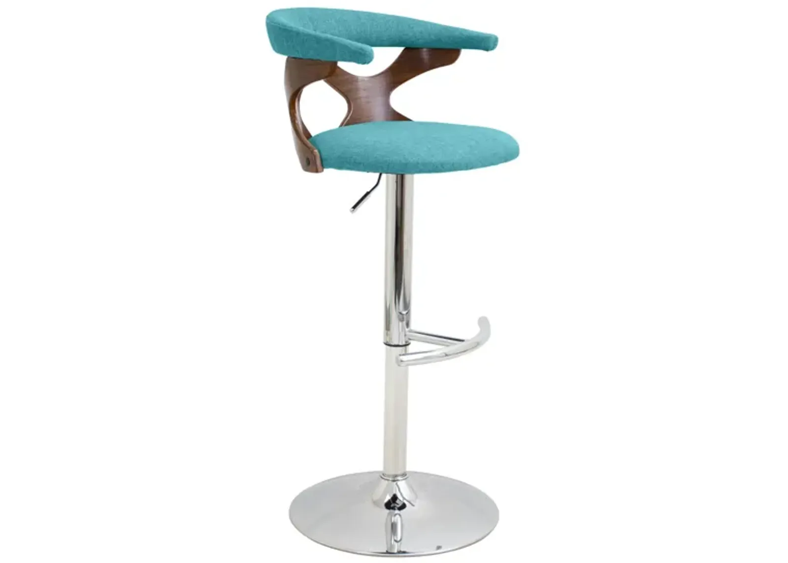 Gardenia Adjustable-Height Swivel Bar Stool in Blue / Chrome / Walnut by Lumisource