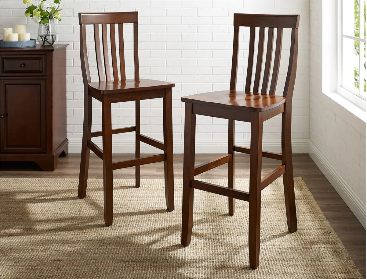 School House Bar Stool - Set of 2 in Mahogany by Crosley Brands