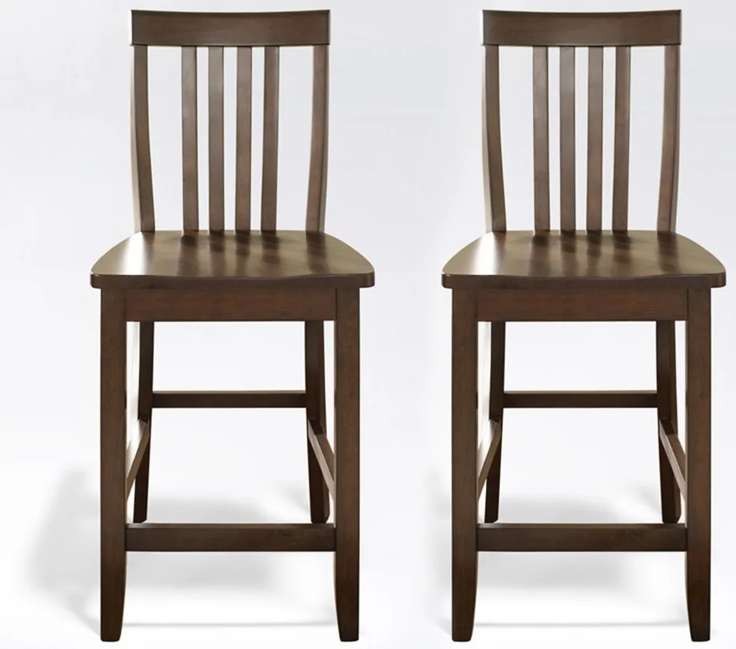 School House Counter Stool - Set of 2 in Mahogany by Crosley Brands