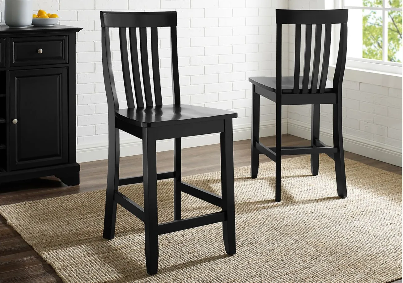 School House Counter Stool - Set of 2 in Black by Crosley Brands