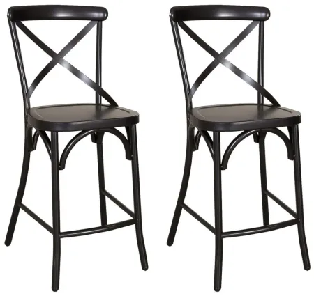 Vintage Series X Back Counter Stool-Set of 2 in Black by Liberty Furniture