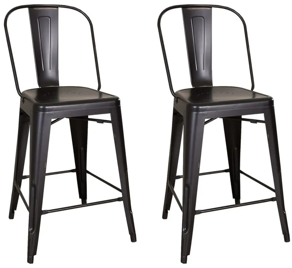 Vintage Series Bow Back Counter Stool-Set of 2 in Black by Liberty Furniture