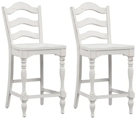 Forestport Ladder Back Counter Stool-Set of 2 in White by Liberty Furniture