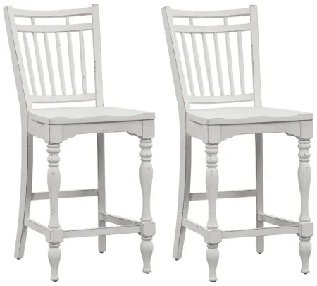 Forestport Spindle Back Counter Stool-Set of 2 in White by Liberty Furniture