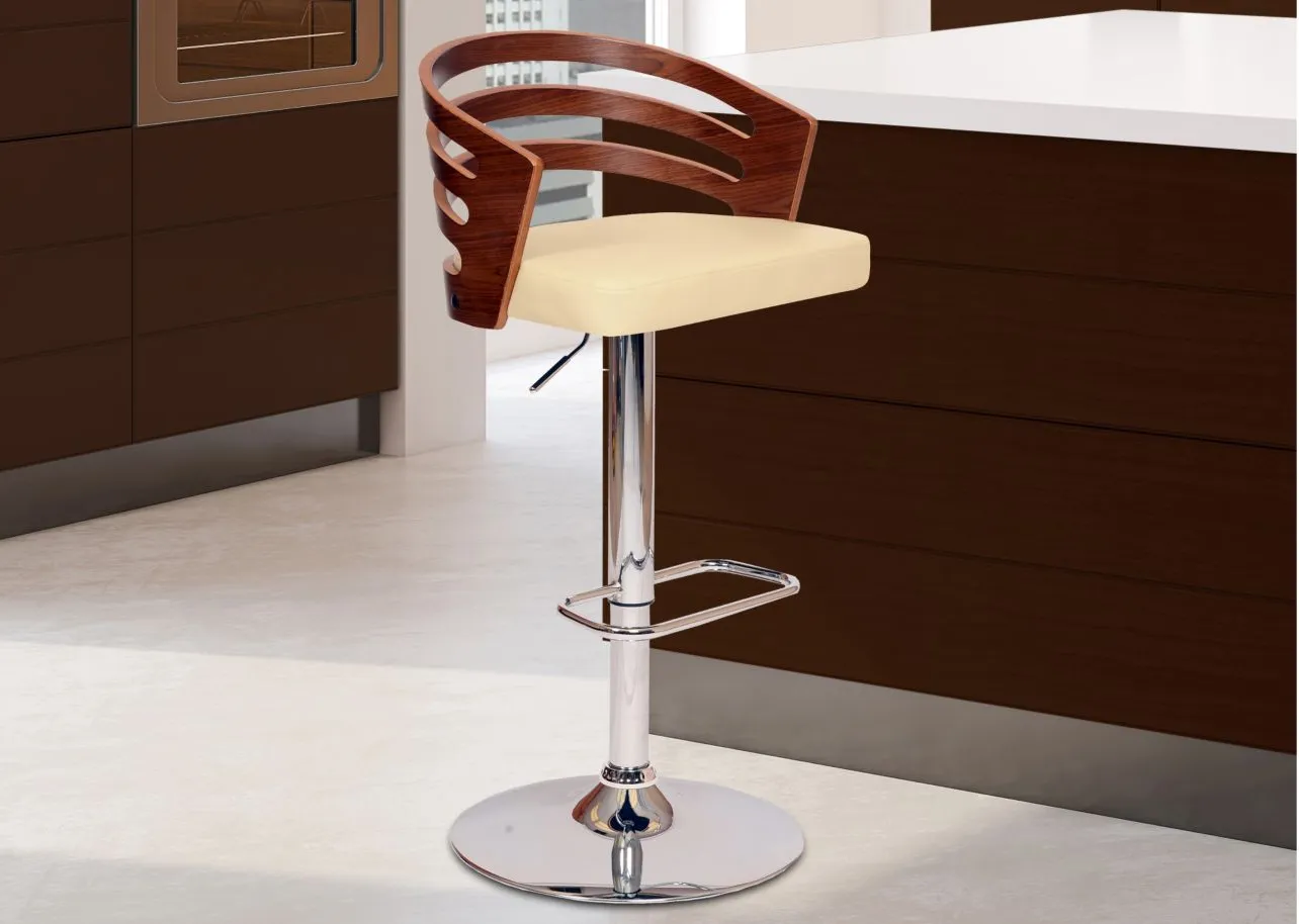 Adele Adjustable-Height Swivel Bar Stool in Cream by Armen Living