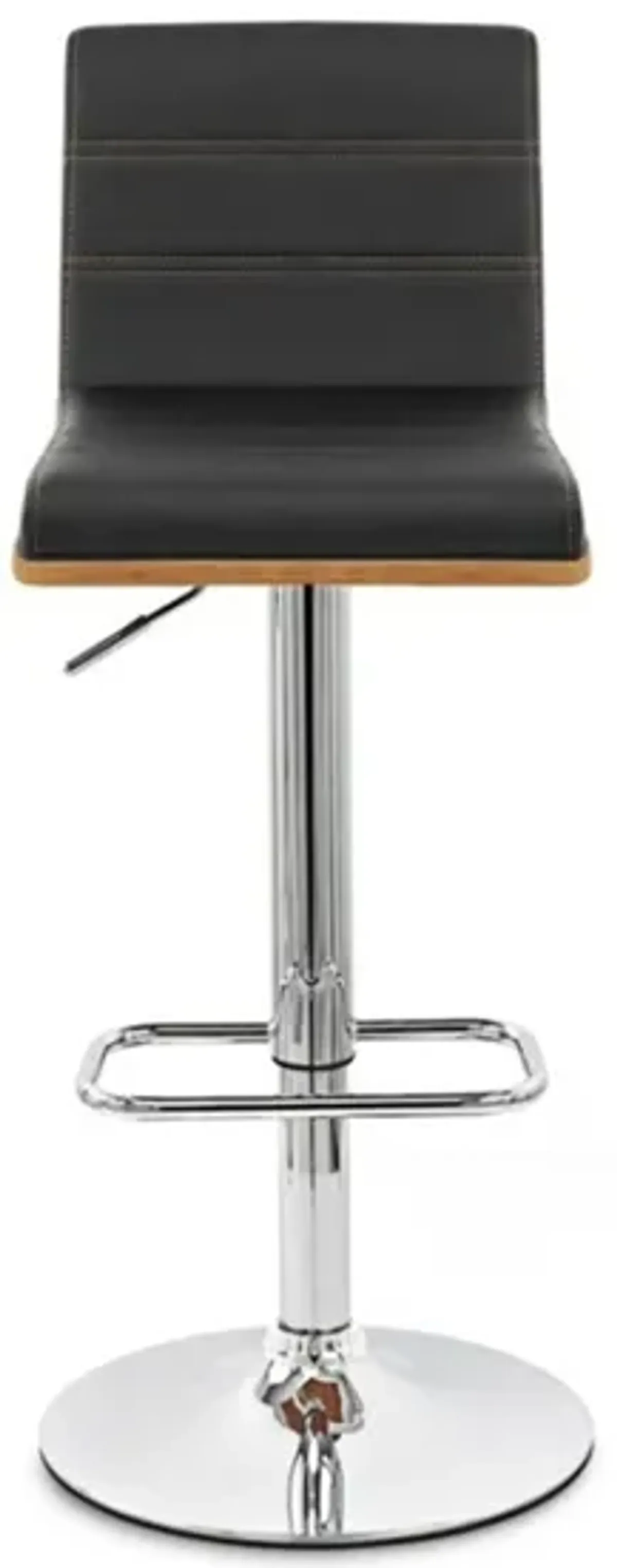 Aubrey Adjustable-Height Swivel Bar Stool in Chrome / Walnut / Brown by Armen Living