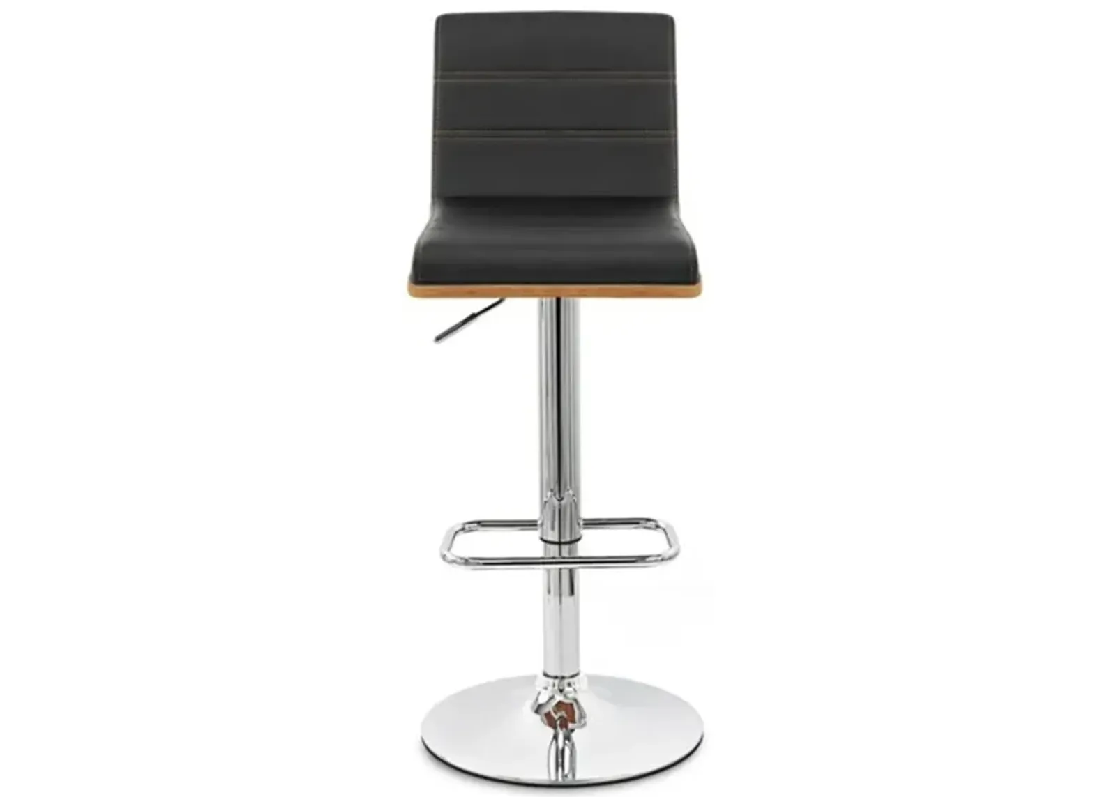 Aubrey Adjustable-Height Swivel Bar Stool in Chrome / Walnut / Brown by Armen Living