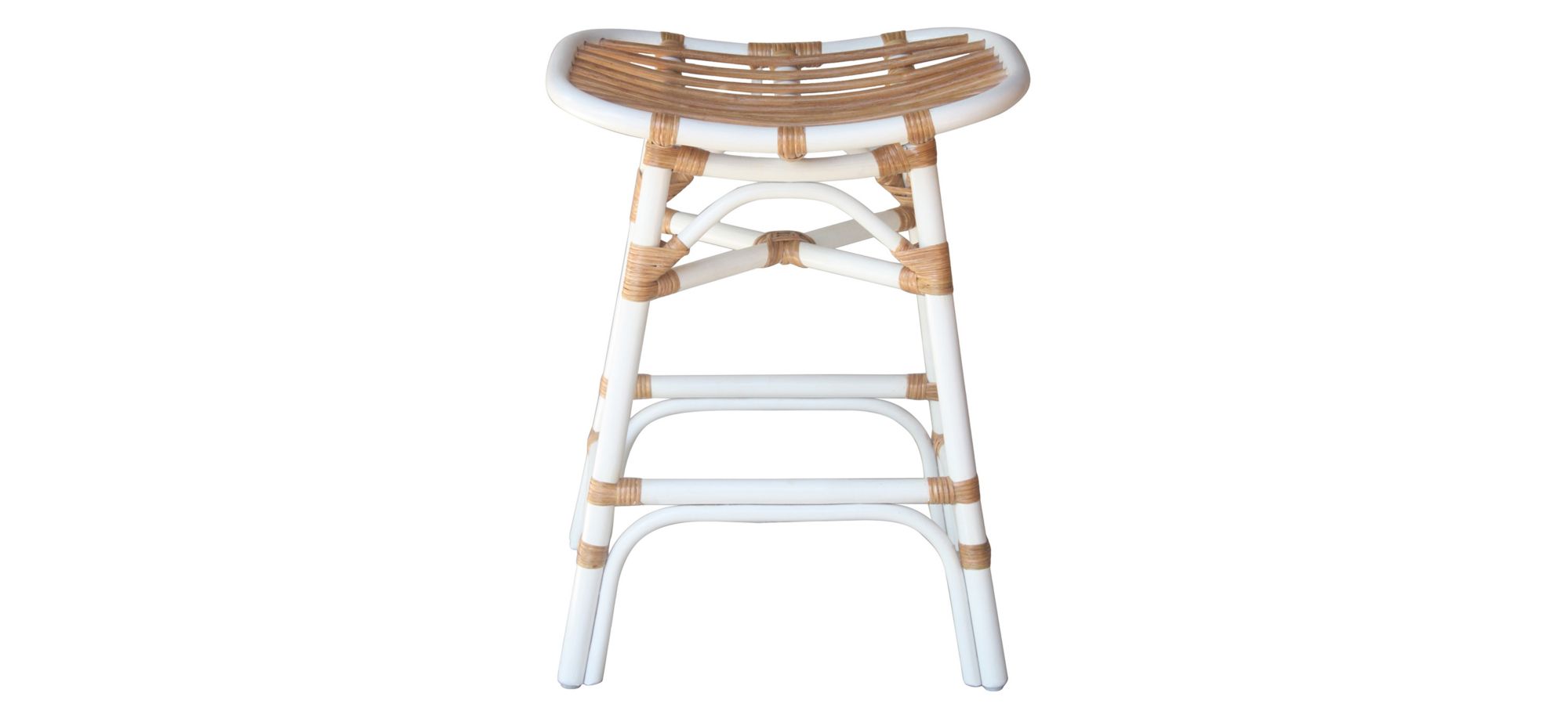 Damara Rattan Counter Stool in White by New Pacific Direct