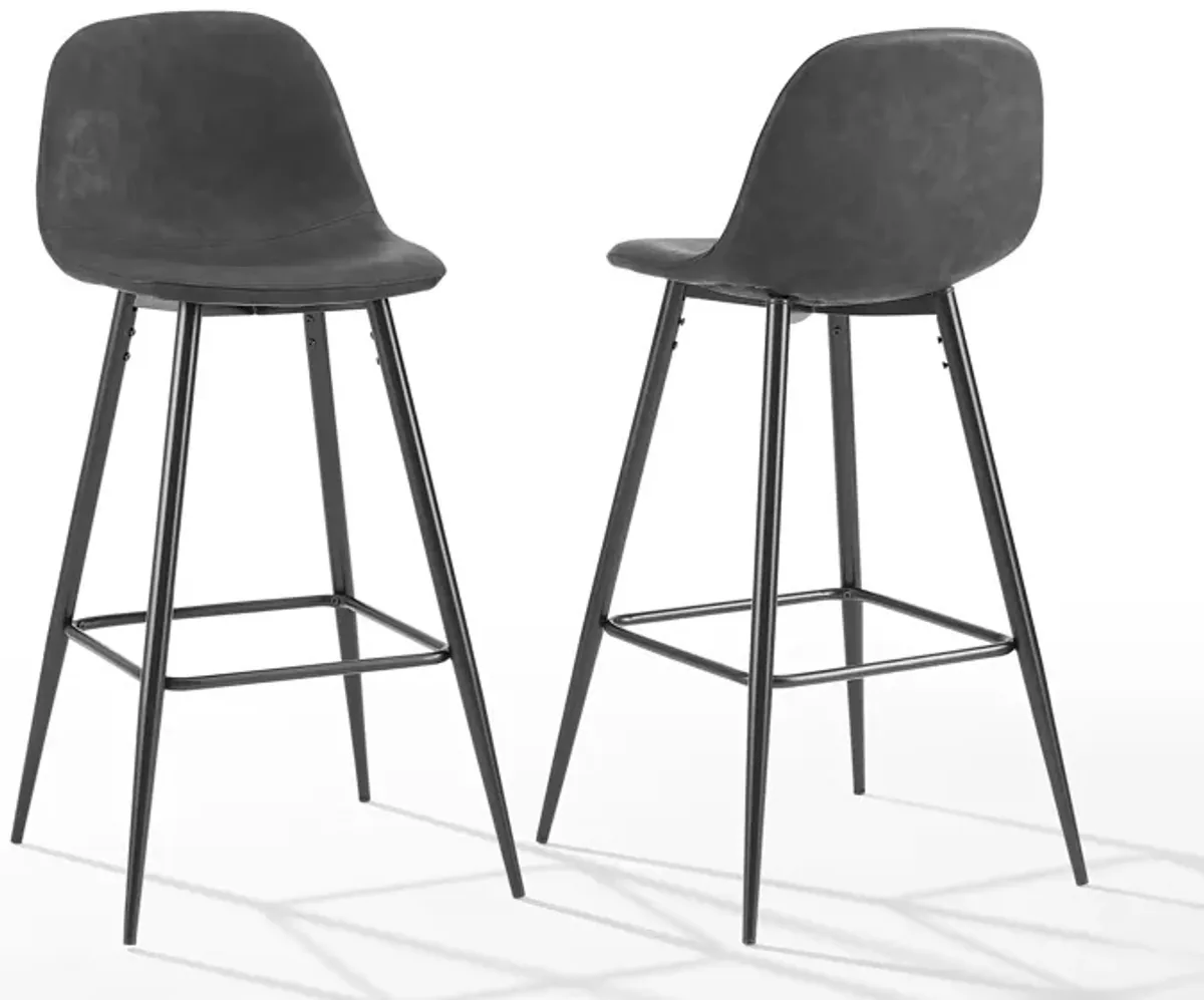 Weston Bar Stool 2-pc. in Distressed Black by Crosley Brands