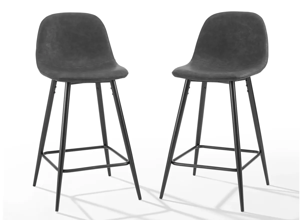 Weston Counter Stool 2-pc. in Distressed Black by Crosley Brands