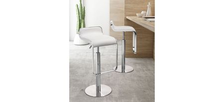 Equino Bar Stool in White, Silver by Zuo Modern
