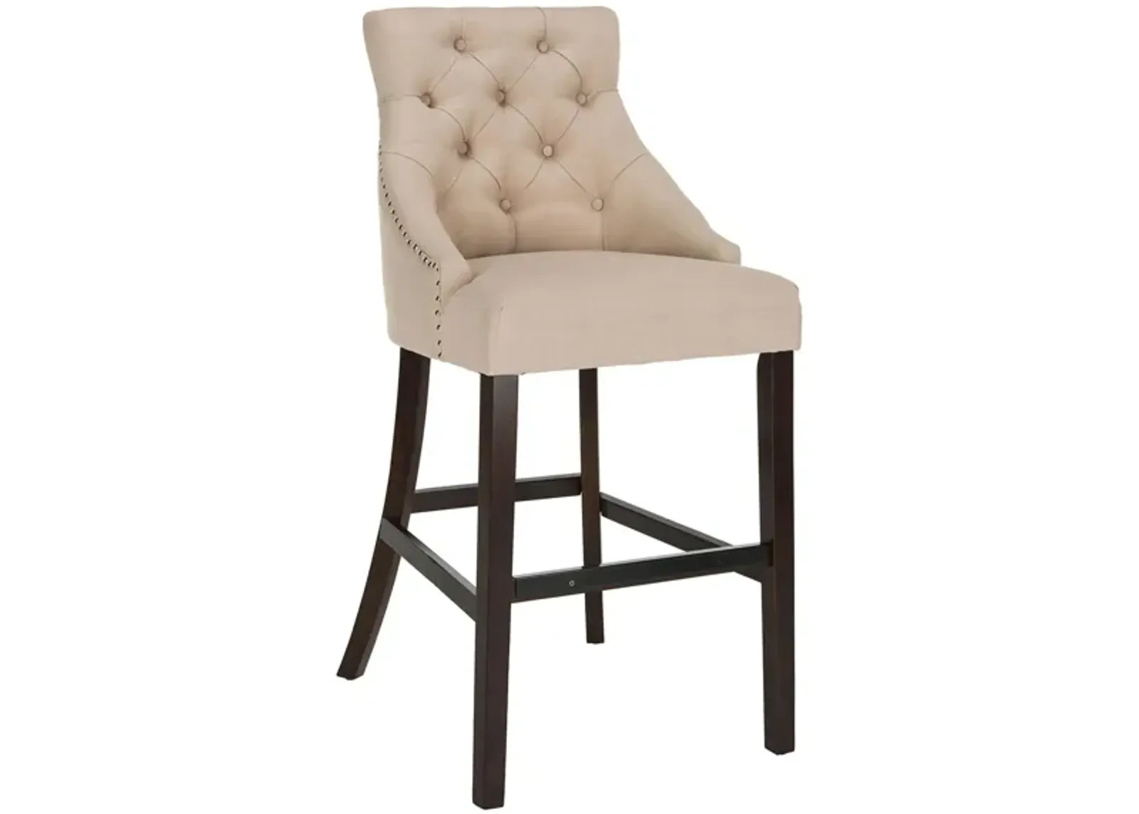 Eleni Tufted Wingback Bar Stool - Set of 2 in Beige by Safavieh