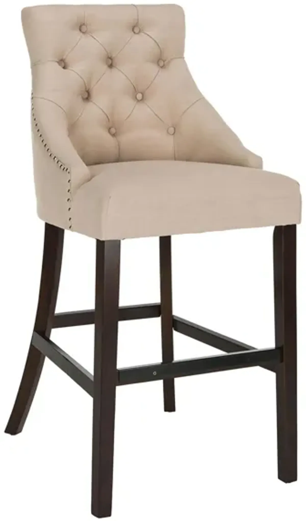 Eleni Tufted Wingback Bar Stool - Set of 2 in Beige by Safavieh