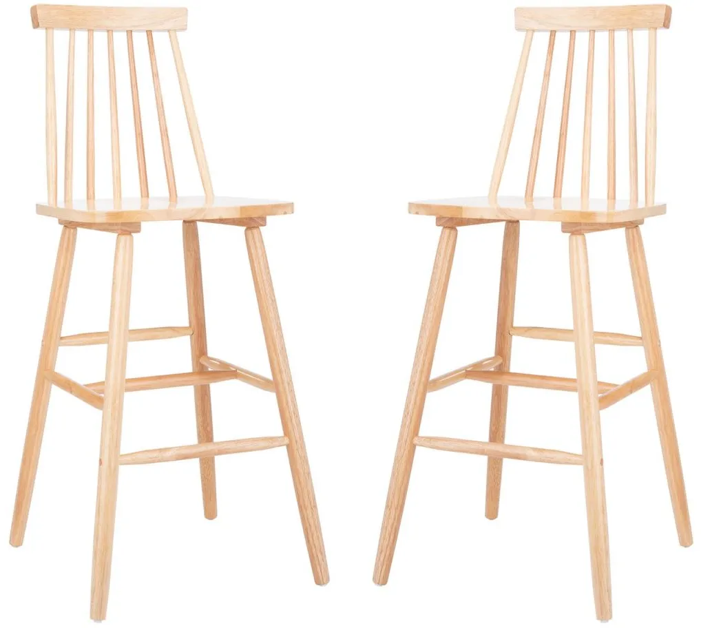 Giles Bar Stool - Set of 2 in Natural by Safavieh
