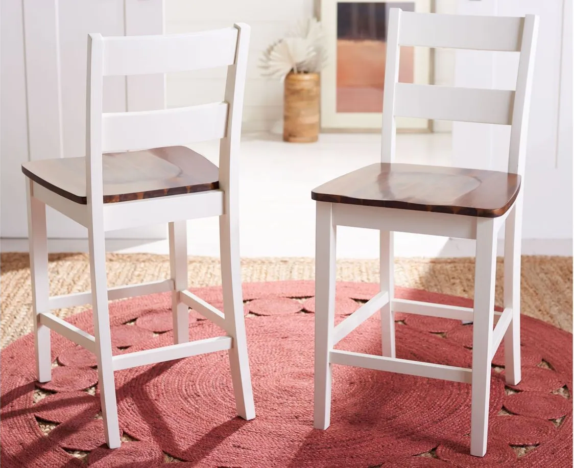 Nesmith Counter Stool - Set of 2 in White by Safavieh