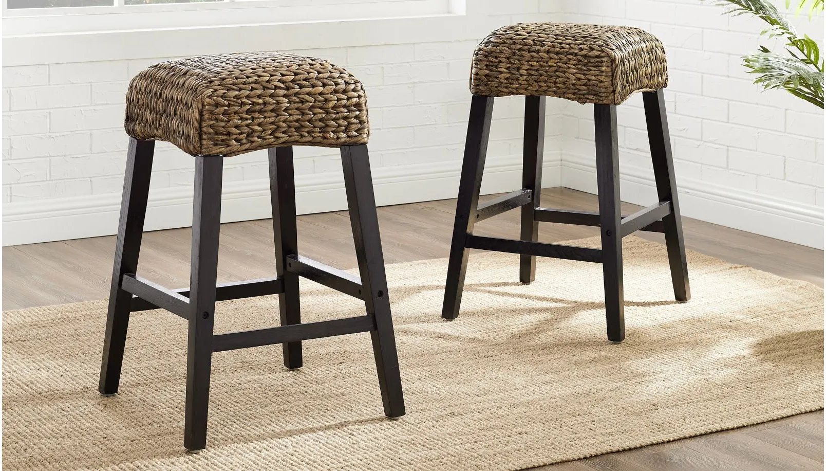 Edgewater Counter Stool - Set of 2 in Seagrass by Crosley Brands