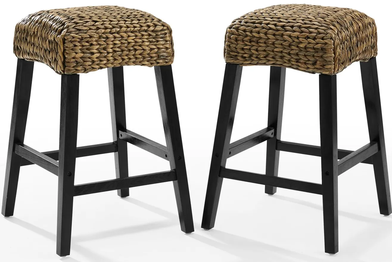 Edgewater Counter Stool - Set of 2 in Seagrass by Crosley Brands