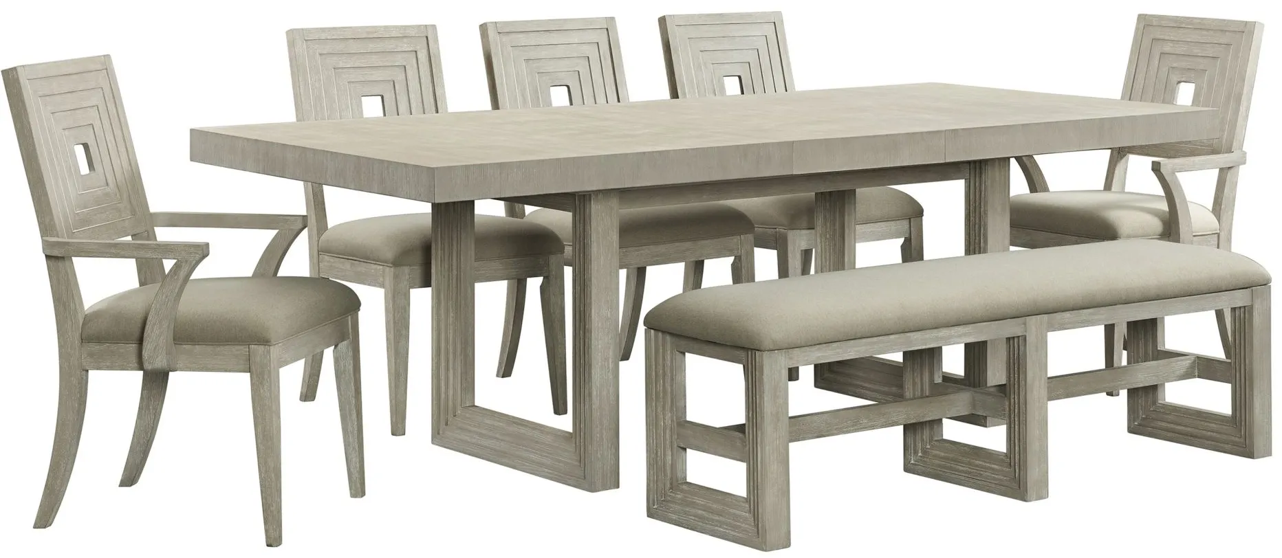 Cascade Upholstered Dining Bench in Dovetail by Riverside Furniture