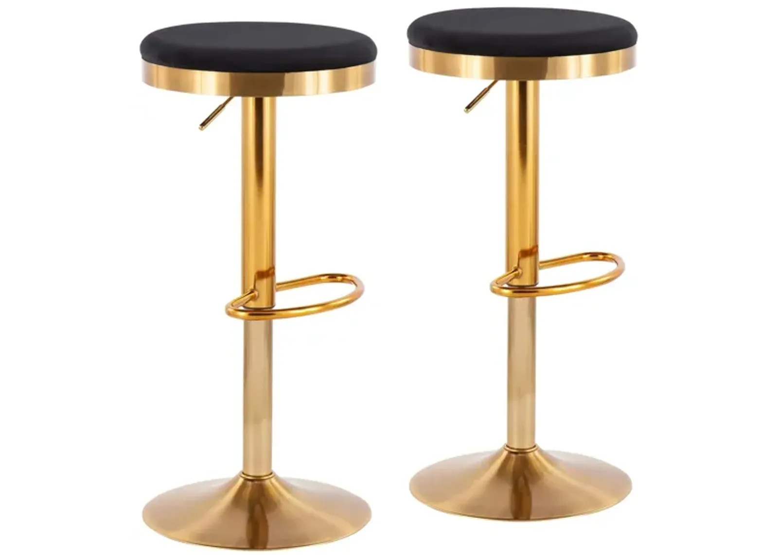 Dakota Upholstered Barstool - Set of 2 in Gold Steel/Black Velvet by Lumisource