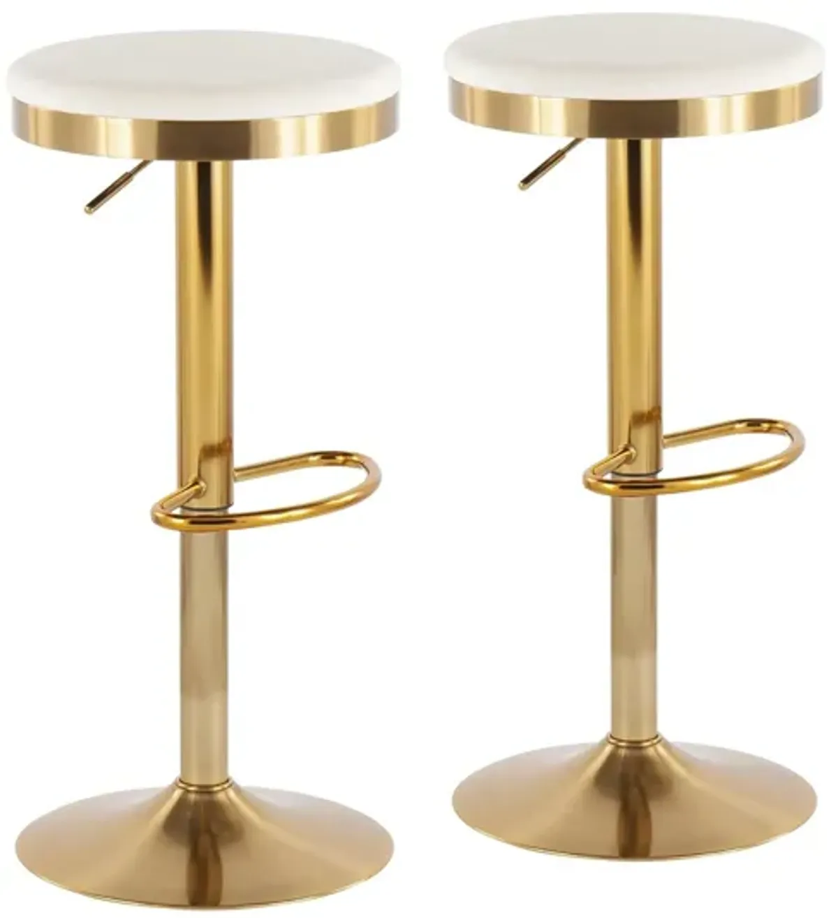 Dakota Upholstered Barstool - Set of 2 in Gold Steel/Cream Velvet by Lumisource