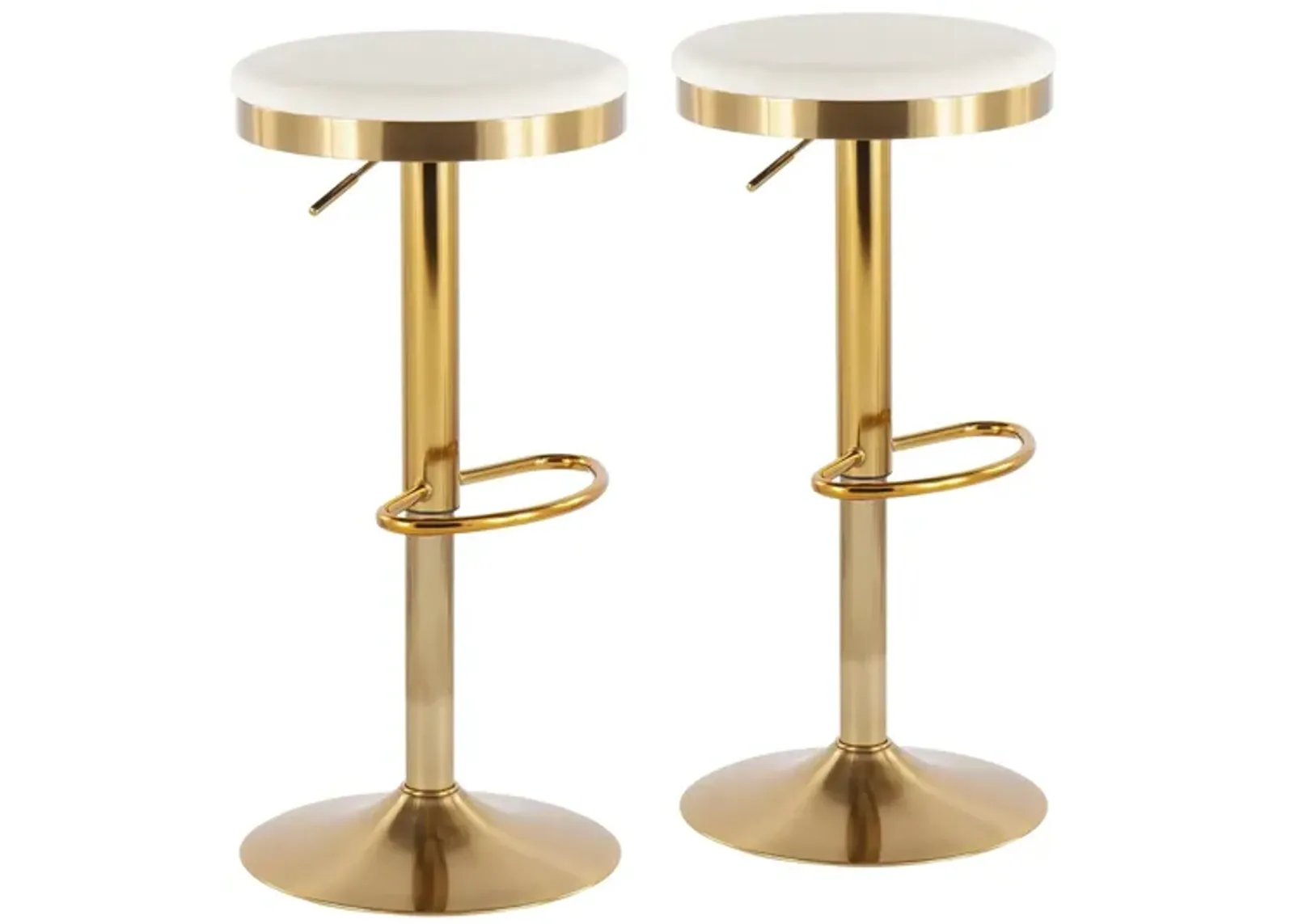 Dakota Upholstered Barstool - Set of 2 in Gold Steel/Cream Velvet by Lumisource