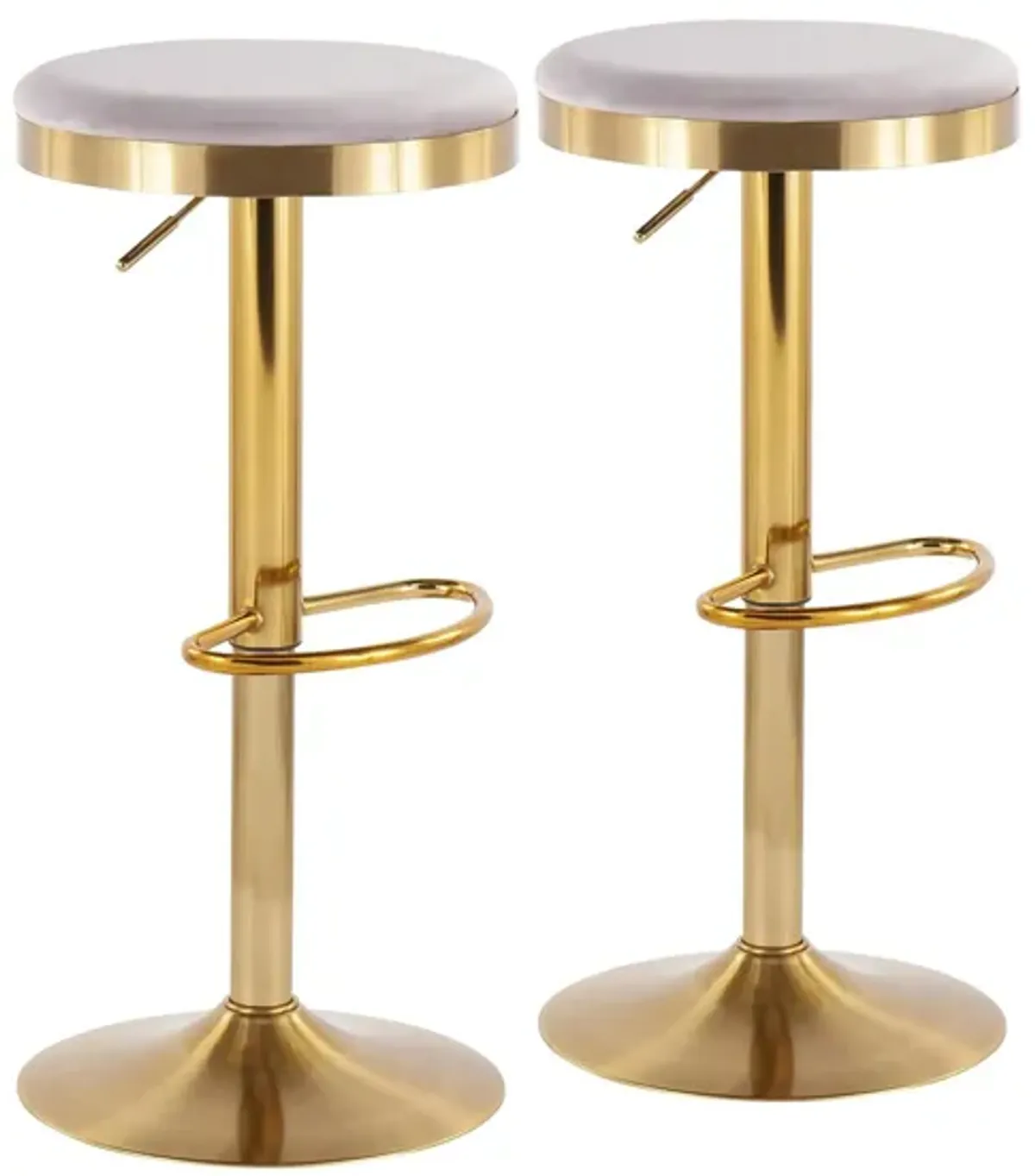 Dakota Upholstered Barstool - Set of 2 in Gold Steel/Silver Velvet by Lumisource