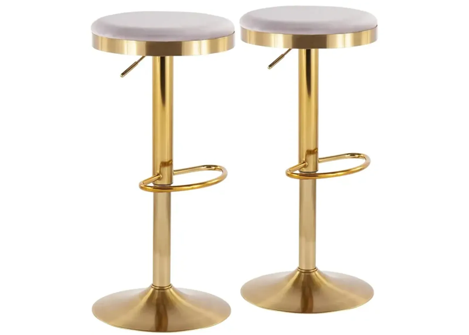 Dakota Upholstered Barstool - Set of 2 in Gold Steel/Silver Velvet by Lumisource