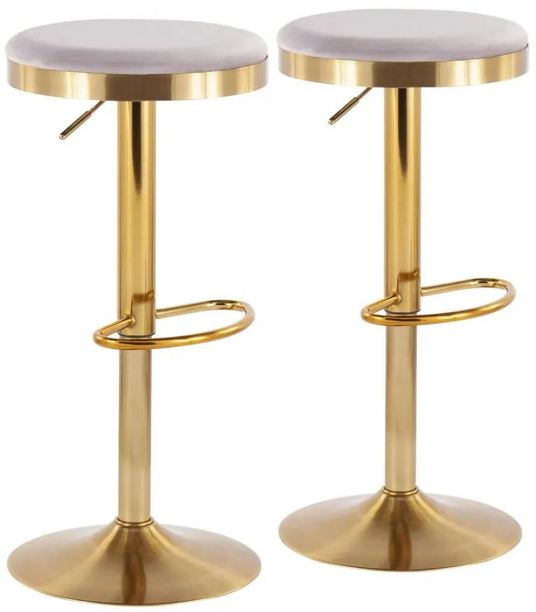 Dakota Upholstered Barstool - Set of 2 in Gold Steel/Silver Velvet by Lumisource