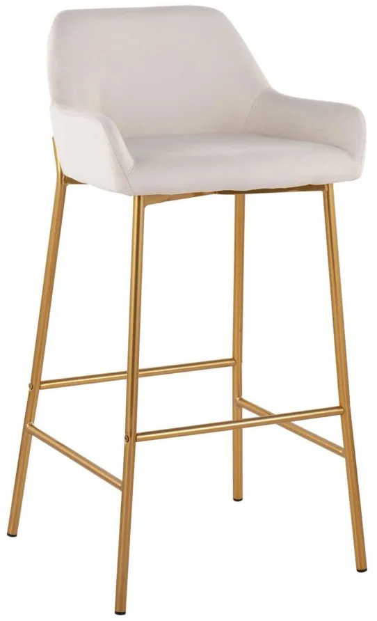 Daniella Barstool - Set of 2 in Gold Metal/Cream Fabric by Lumisource