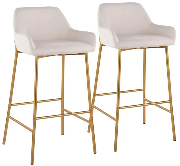 Daniella Barstool - Set of 2 in Gold Metal/Cream Fabric by Lumisource