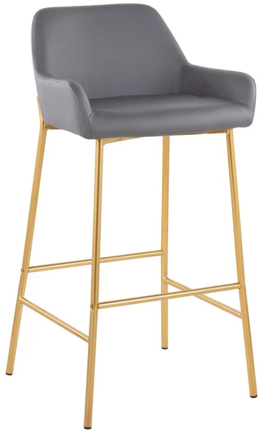 Daniella Barstool - Set of 2 in Gold Metal/Gray PU by Lumisource