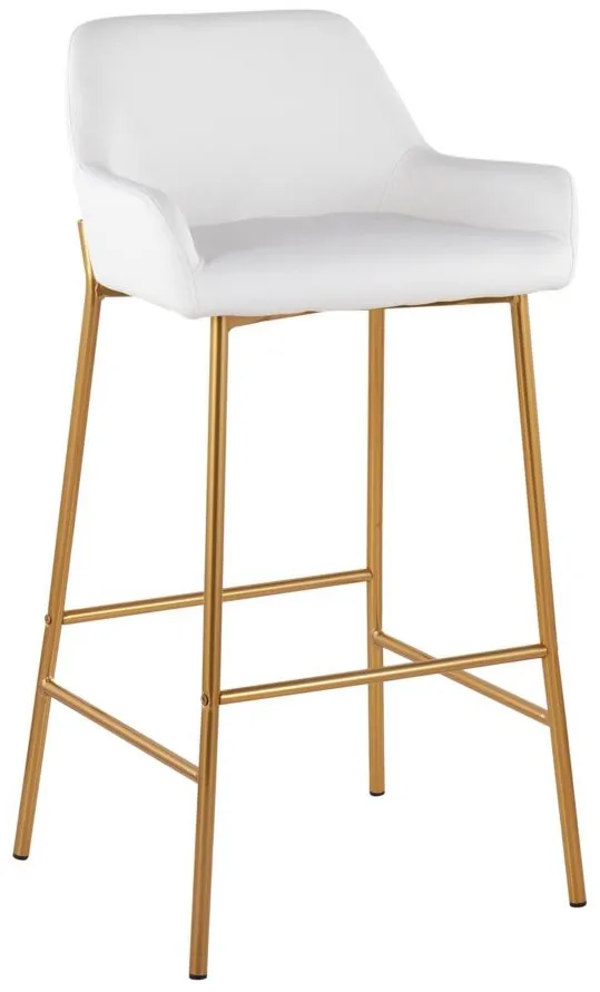 Daniella Barstool - Set of 2 in Gold Metal/White PU by Lumisource