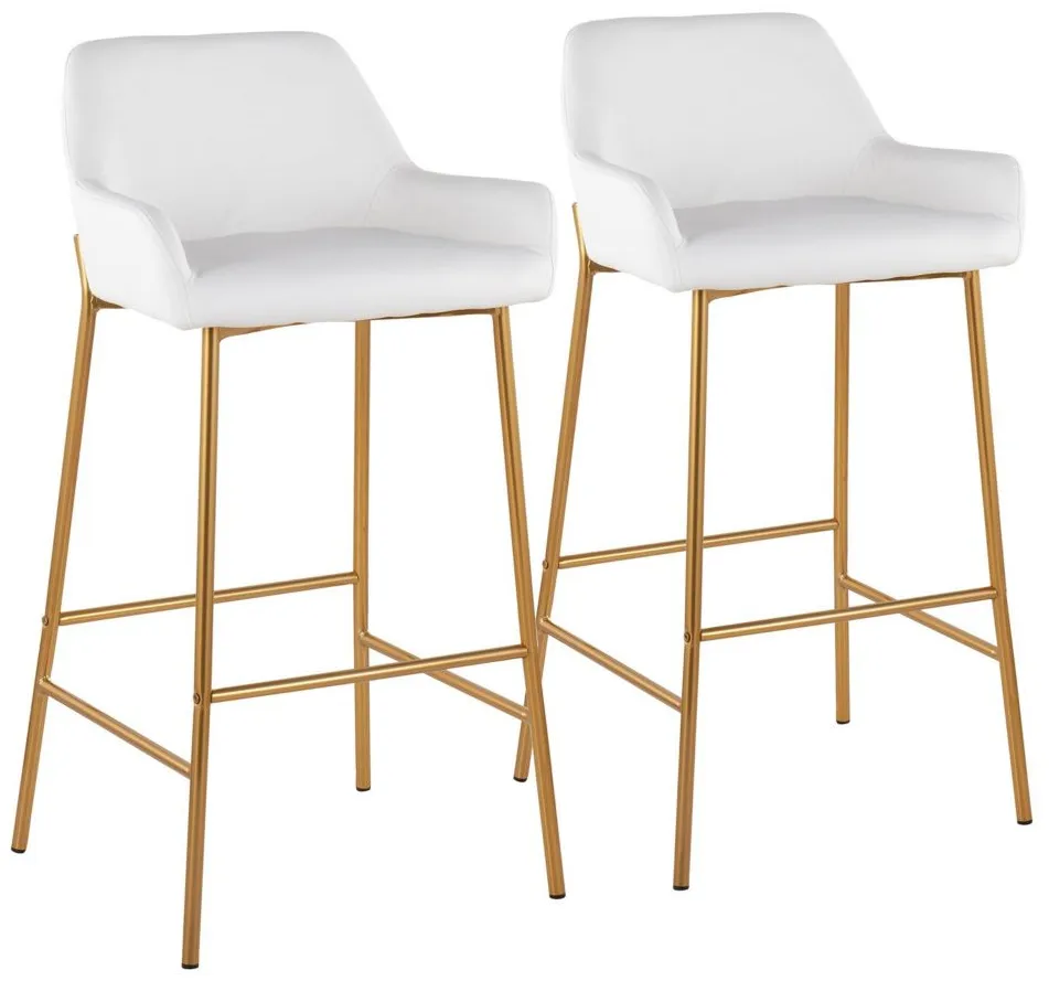 Daniella Barstool - Set of 2 in Gold Metal/White PU by Lumisource
