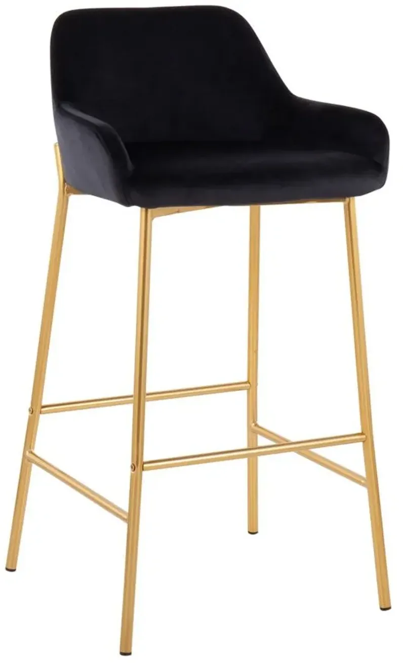 Daniella Barstool - Set of 2 in Gold Metal/Black Velvet by Lumisource