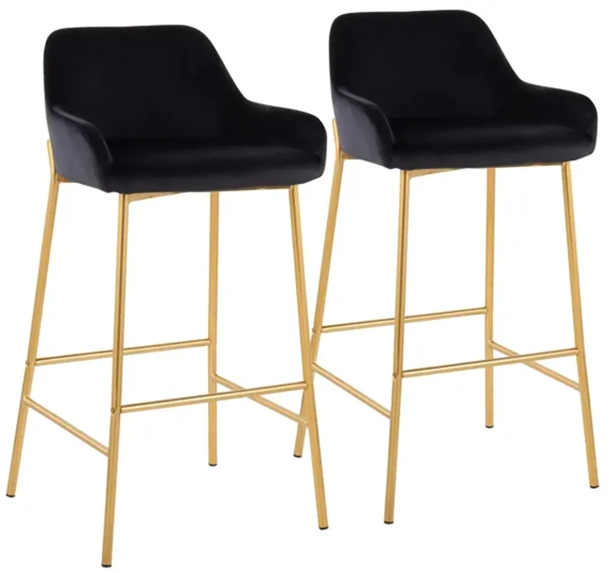 Daniella Barstool - Set of 2 in Gold Metal/Black Velvet by Lumisource